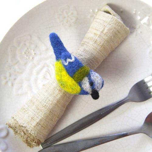Napkin Rings, Set of 4 Birds - Yellow/Blue - Global Groove Direct - Flyclothing LLC