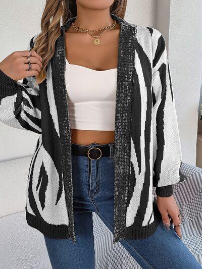 Open Front Animal Print Cardigan - Trendsi