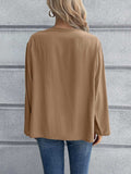 Half Button Long Sleeve Blouse - Trendsi - Flyclothing LLC