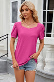 Eyelet Short Sleeve T-Shirt - Trendsi