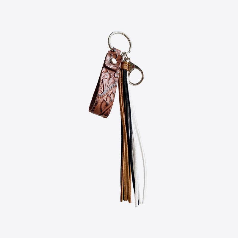 Genuine Leather Tassel Keychain - Trendsi