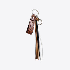 Genuine Leather Tassel Keychain - Trendsi