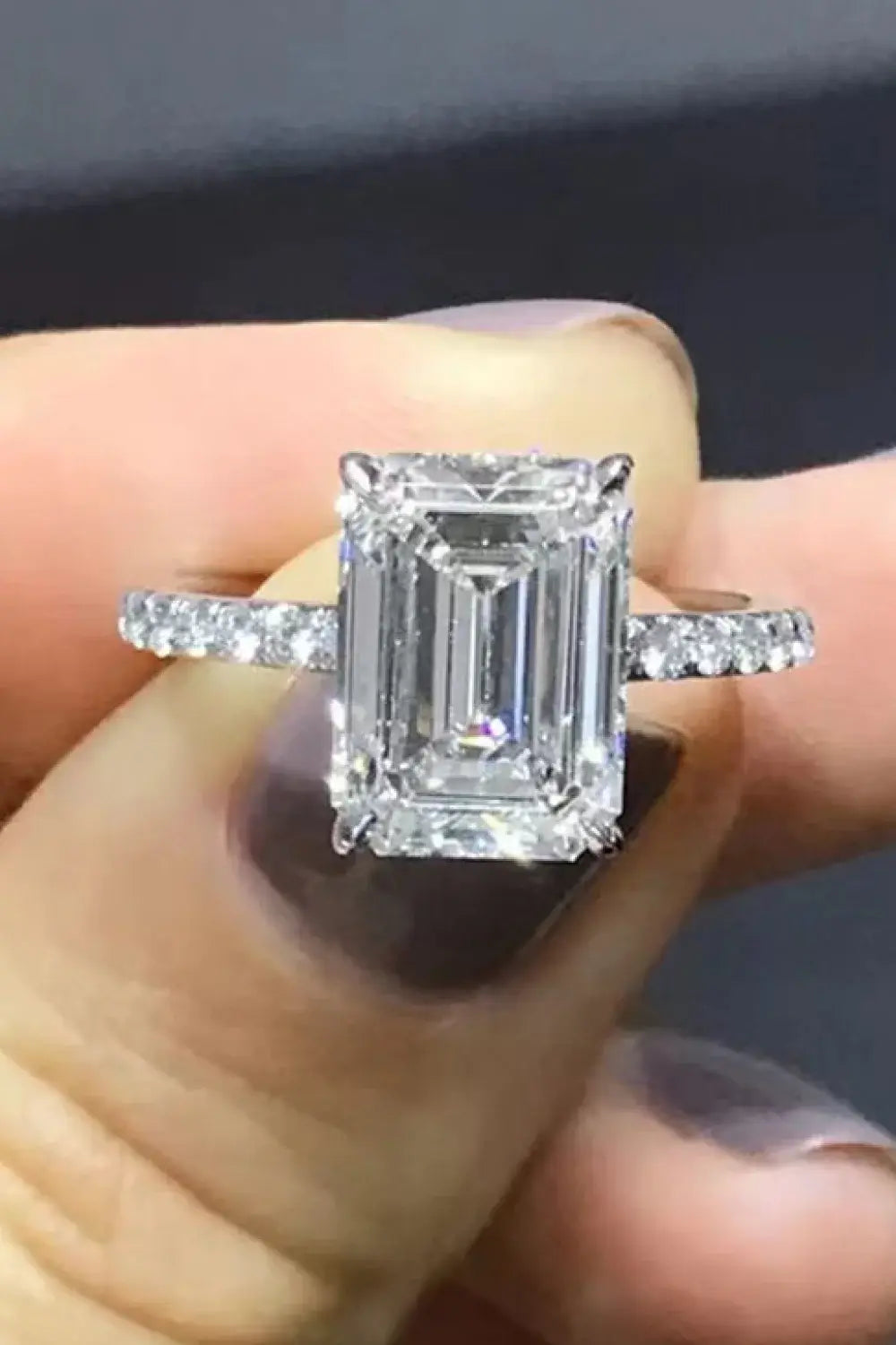 5 Carat Moissanite Side Stone Ring - Trendsi - Flyclothing LLC