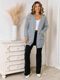 Star Pattern Open Front Cardigan with Pockets - Trendsi - Flyclothing LLC
