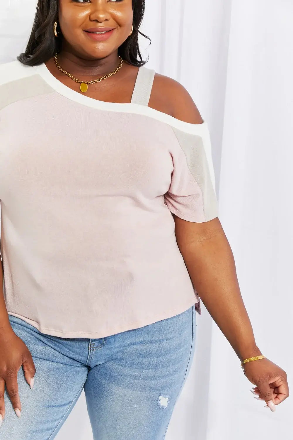 Andree by Unit Full Size Something Simple Cold Shoulder Tee - Trendsi - Flyclothing LLC