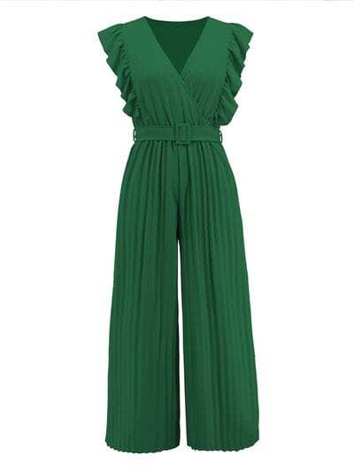 Ruffled Surplice Cap Sleeve Jumpsuit - Trendsi - Flyclothing LLC