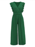 Ruffled Surplice Cap Sleeve Jumpsuit - Trendsi - Flyclothing LLC
