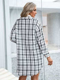 Plaid Pocketed Button Up Dropped Shoulder Jacket - Trendsi - Flyclothing LLC