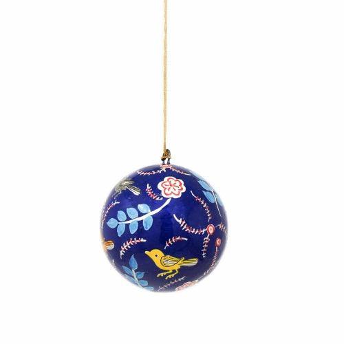 Handpainted Ornament Birds and Flowers, Blue - Pack of 3 - Asha Handicrafts