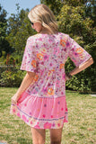 Floral Polka Dot Buttoned Mini Dress - Trendsi - Flyclothing LLC