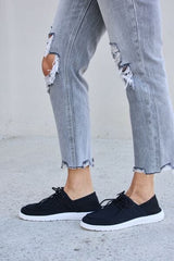 Forever Link Flat Round Toe Lace-Up Sneakers - Trendsi