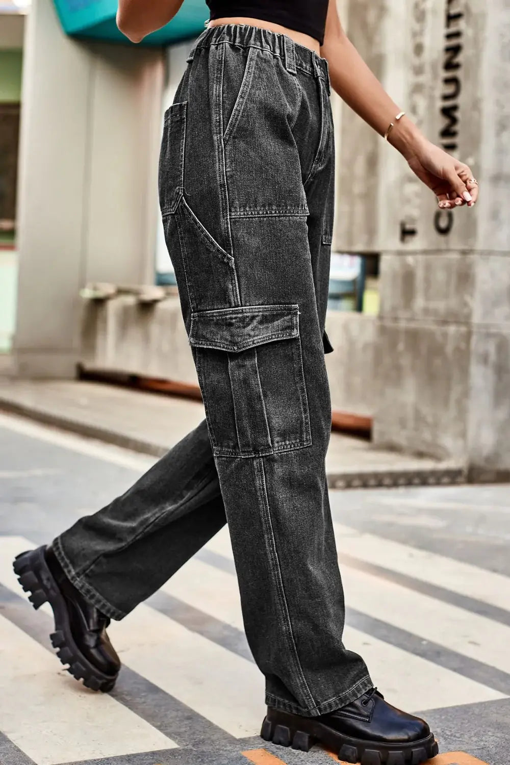 Loose Fit Long Pants with Pockets - Trendsi - Flyclothing LLC