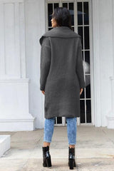 Pocketed Button Up Collared Neck Cardigan - Trendsi