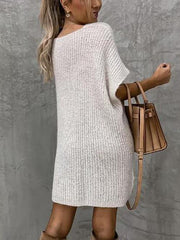 V-Neck Short Sleeve Sweater with Pockets - Flyclothing LLC
