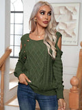 Decorative Button Cold-Shoulder Sweater - Trendsi - Flyclothing LLC
