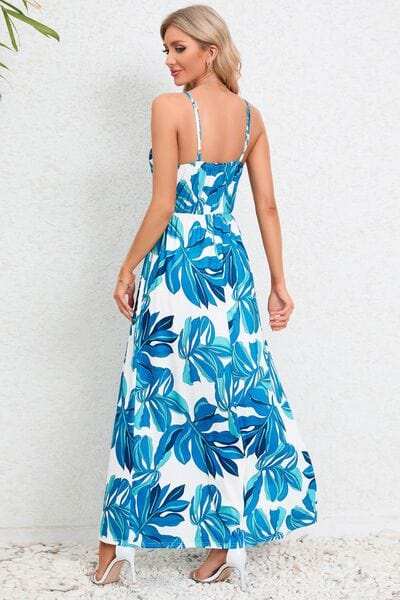 Printed Surplice Maxi Cami Dress - Trendsi - Flyclothing LLC