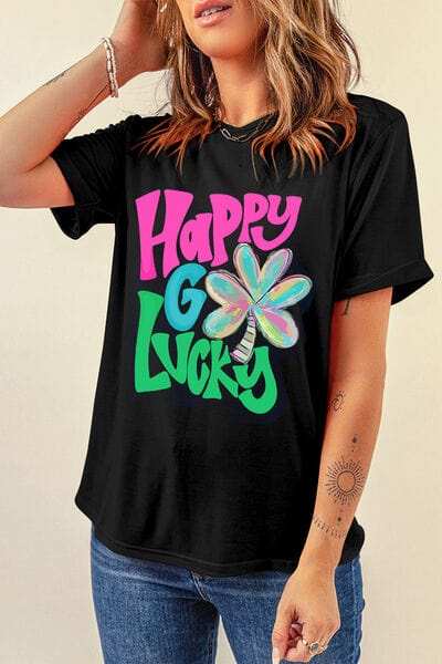 Letter Graphic Round Neck T-Shirt - Trendsi - Flyclothing LLC