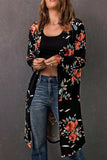 Printed Open Front Longline Cardigan - Trendsi - Flyclothing LLC