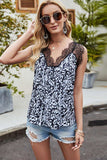 Leopard Spliced Lace Scalloped Tank - Trendsi - Flyclothing LLC