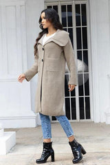 Pocketed Button Up Collared Neck Cardigan - Trendsi
