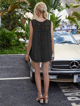 Full Size Spliced Lace Round Neck Tank - Trendsi - Flyclothing LLC