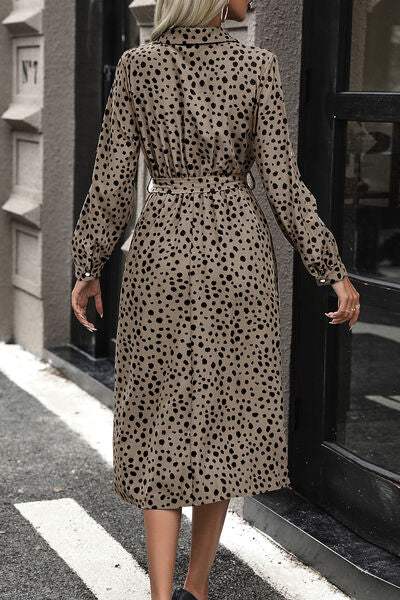 Polka Dot Tied Button Up Dress - Trendsi - Flyclothing LLC