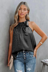 Printed Tied Grecian Neck Tank - Trendsi - Flyclothing LLC
