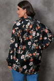 Plus Size Printed Johnny Collar Long Sleeve Blouse - Trendsi - Flyclothing LLC