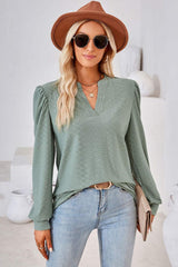 Notched Long Sleeve T-Shirt - Trendsi - Flyclothing LLC