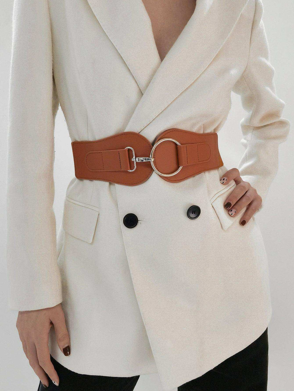 PU Elastic Wide Belt - Trendsi - Flyclothing LLC
