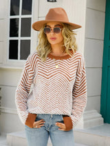 Round Neck Long Sleeve Sweater - Trendsi - Flyclothing LLC