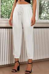 Drawstring Paperbag Waist Cropped Joggers - Trendsi - Flyclothing LLC