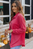 Waffle-knit Collared Neck Dropped Shoulder Shirt - Trendsi - Flyclothing LLC