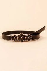 Flower Decor Skinny PU Belt - Trendsi - Flyclothing LLC