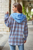 Plaid Long Sleeve Hooded Jacket - Trendsi - Flyclothing LLC