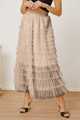 Ruched High Waist Tiered Skirt - Trendsi - Flyclothing LLC