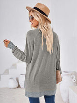 Contrast Mock Neck Long Sleeve T-Shirt - Trendsi - Flyclothing LLC