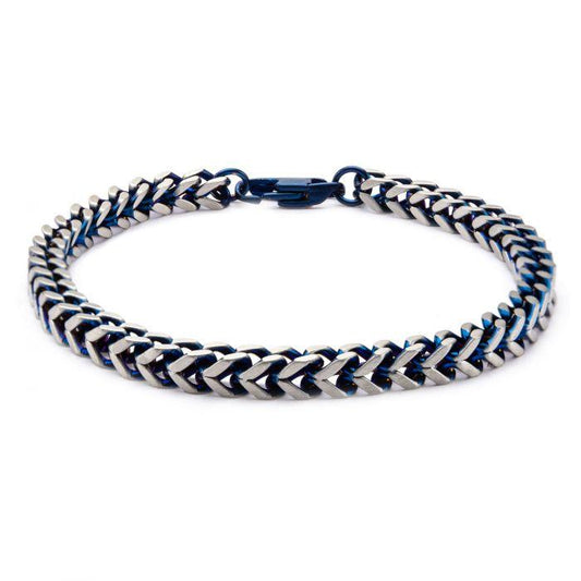 Inox Jewelry Steel Blue Plated Franco Bracelet - Flyclothing LLC