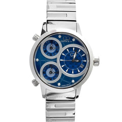 Curtis & Co Big Time World 50mm 3 Time Zone Blue Dial Watch - Curtis and Co Watches