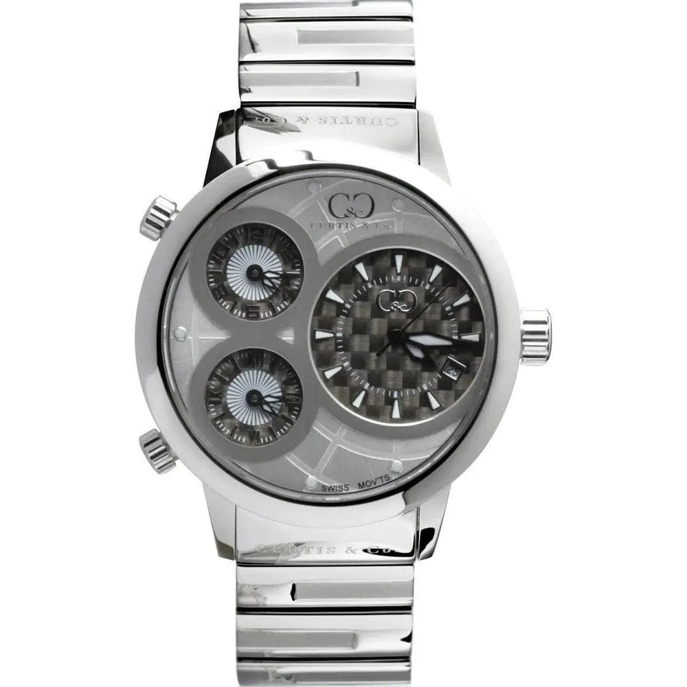 Curtis & Co Big Time World 50mm 3 Time Zone Gray Dial Watch - Curtis and Co Watches