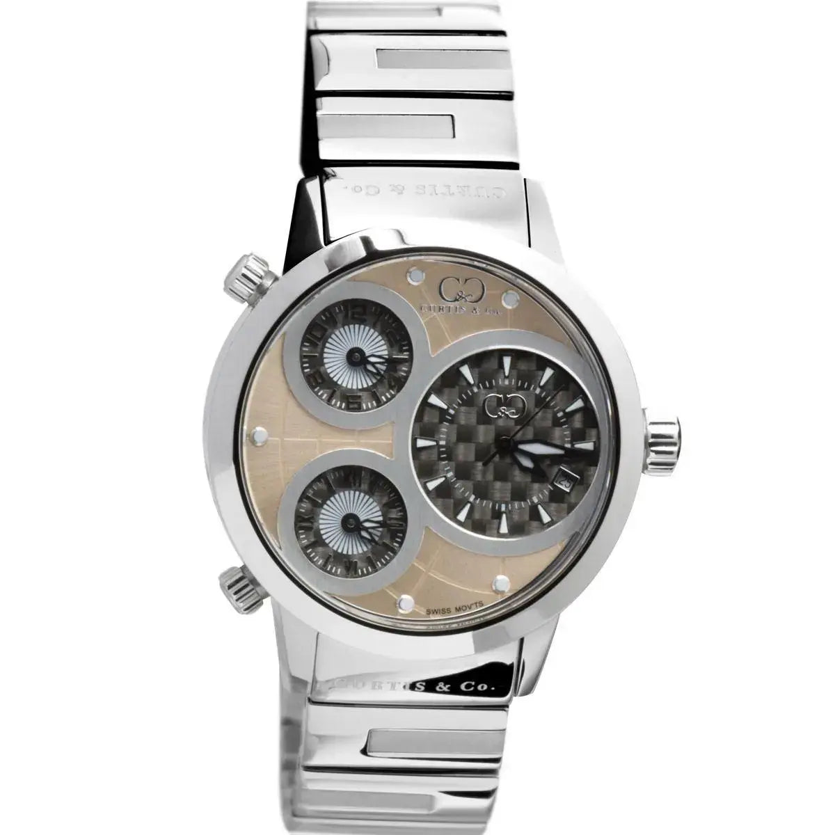 Curtis & Co Big Time World 50mm 3 Time Zone Stainless Steel Watch (Rose Gold) - Curtis and Co Watches - Flyclothing LLC
