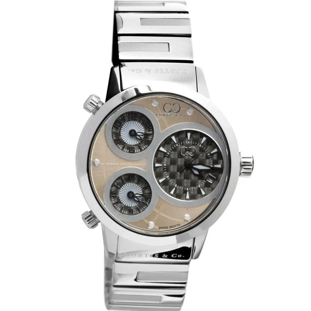 Curtis & Co Big Time World 50mm 3 Time Zone Stainless Steel Watch (Rose Gold) - Curtis and Co Watches
