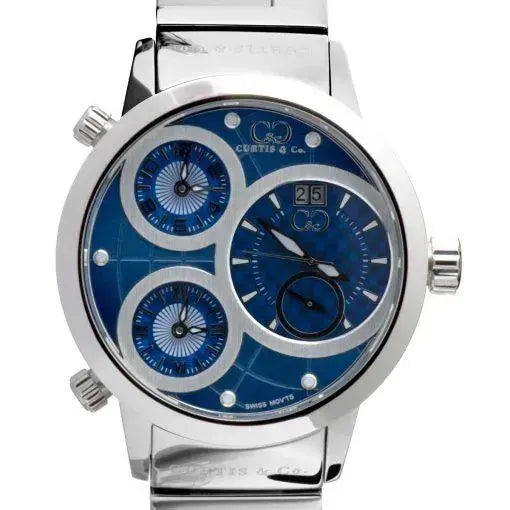 Curtis & Co Big Time World 57mm 4 Time Zone Blue Dial Watch - Curtis and Co Watches - Flyclothing LLC