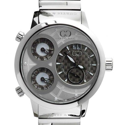 Curtis & Co Big Time World 57mm 4 Time Zone Gray Dial Stainless Steel - Flyclothing LLC