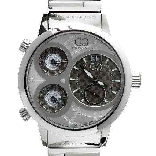 Curtis & Co Big Time World 57mm 4 Time Zone Gray Dial Stainless Steel - Curtis and Co Watches