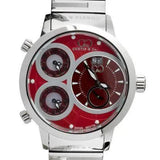 Curtis & Co Big Time World 57mm 4 Time Zone Red  Stainless Steel Watch - Curtis and Co Watches