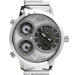 Curtis & Co Big Time World 57mm 4 Time Zone White Dial Stainless Steel Watch - Flyclothing LLC