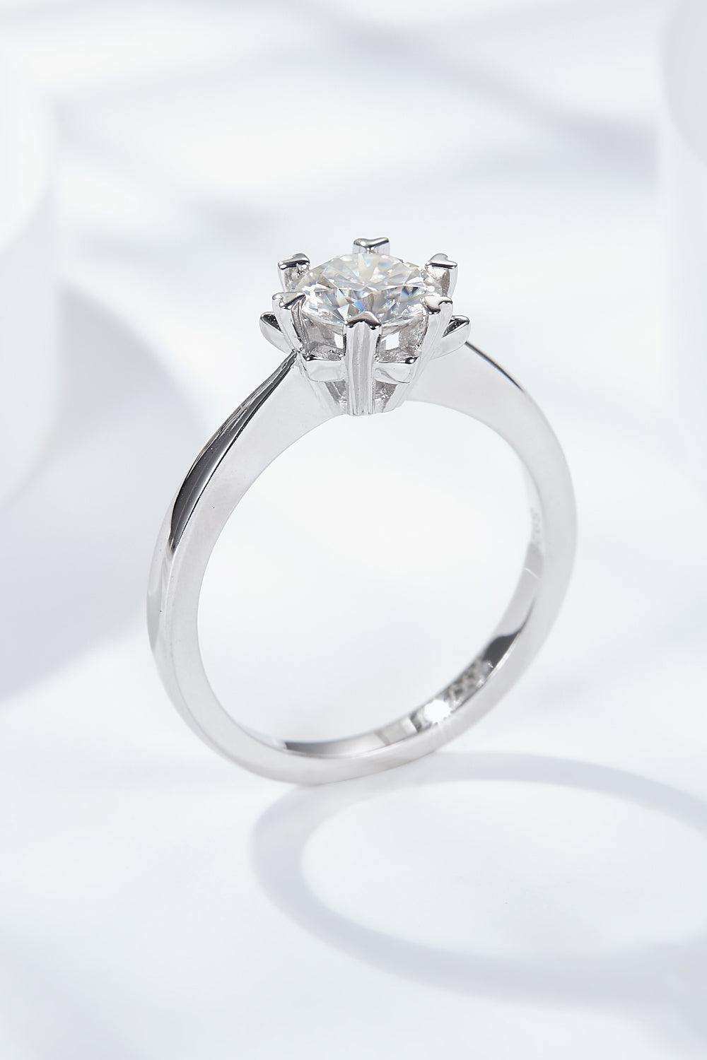 925 Sterling Silver Solitaire Moissanite Ring - Trendsi - Flyclothing LLC