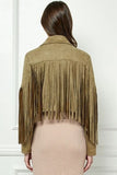 Veveret Suede Fringe Long Sleeve Moto Jacket - Flyclothing LLC