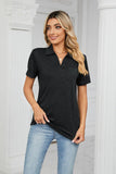 Curved Hem Johnny Collar Polo Shirt - Trendsi